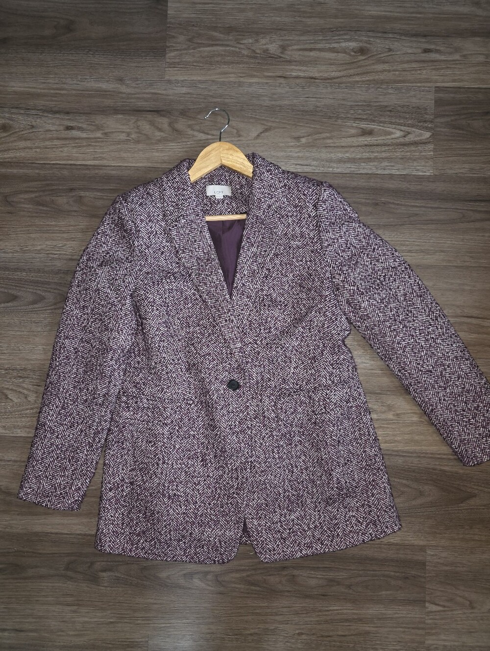 Ann Taylor Loft Women's Textured Herringbone Purple Blazer Jacket In Size 10